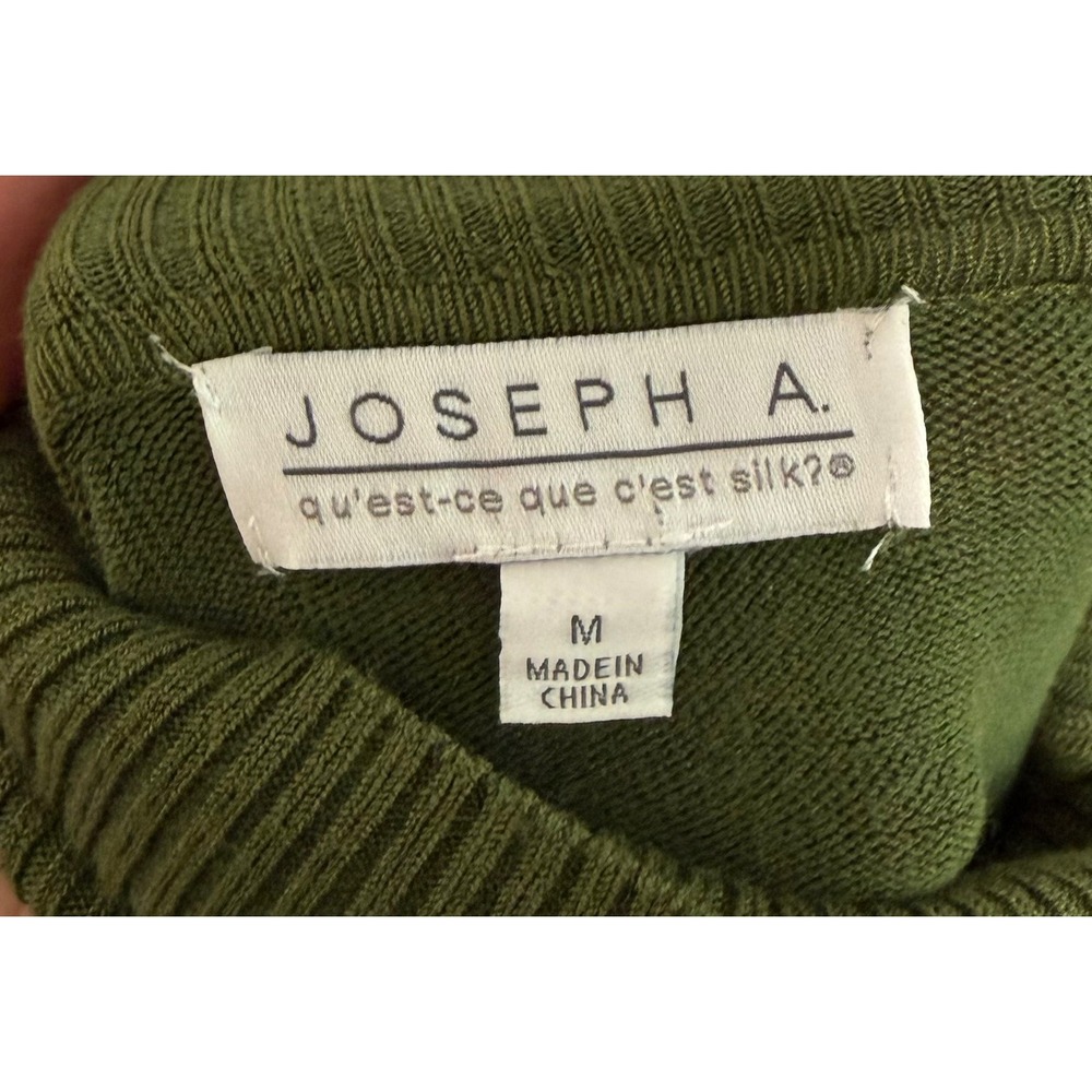 Vintage Joseph A Qu'est-ce Que C'est Silk? Women M Green Knit Turtleneck Sweater - Picture 4 of 5